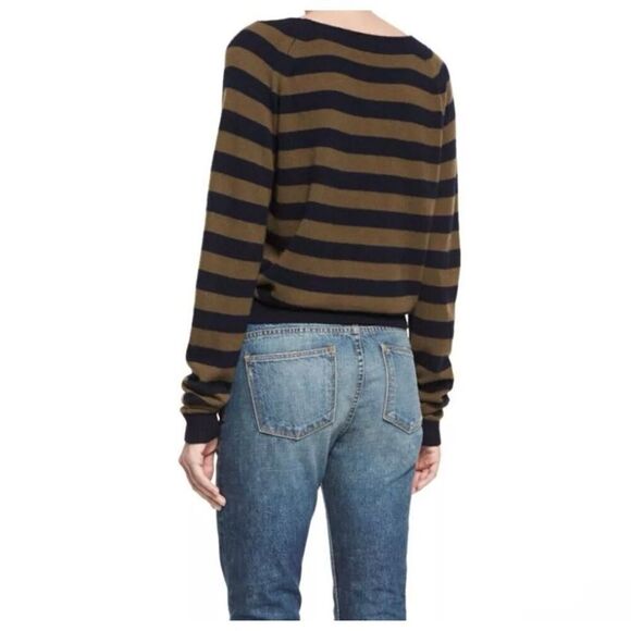 Vince Regiment Stripe Cashmere Sweater Coastal Rifle XS - Picture 2 of 9